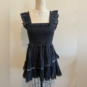 LoveShackFancy Black Smocked Dress